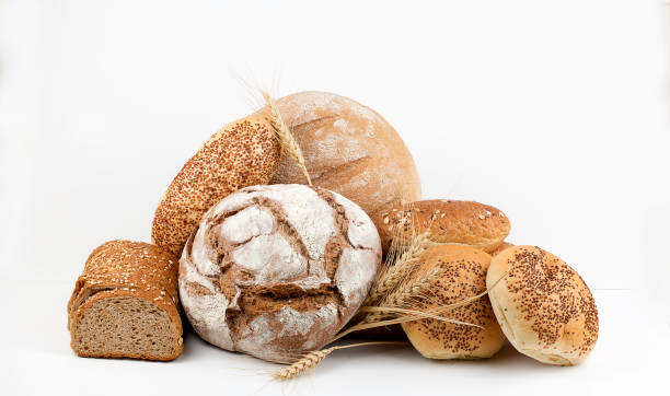 istock Different kinds of bread and bread rolls. Kitchen or bakery poster design 1051683476