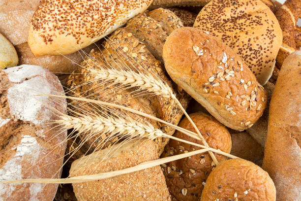 istock Different kinds of bread and bread rolls. Kitchen or bakery poster design 1051683938