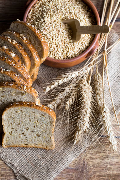 istock Different kinds of bread and bread rolls. Kitchen or bakery poster design 1051686594