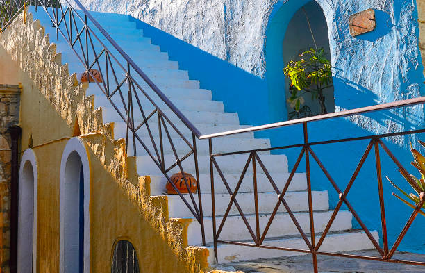 Typical house entrance and staircase in crete