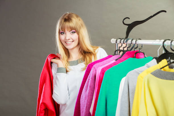 istock Pretty girl with new wardrobe. 1051686992
