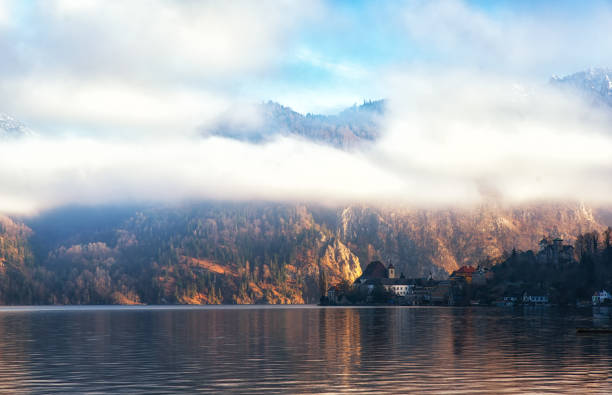 istock Traunkirchen village and Traunstein Mountain 1051688216
