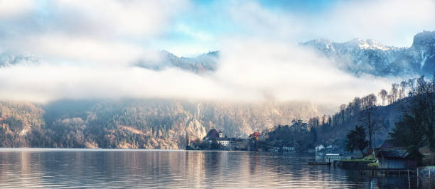 istock Traunkirchen village and Traunstein Mountain 1051688654