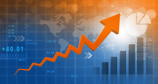 Financial growth chart stock photo