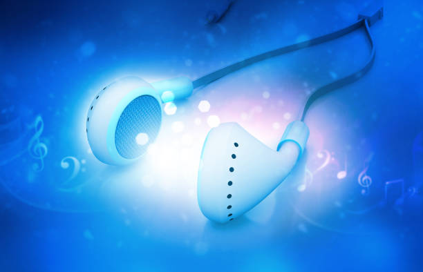 istock Headphone with music symbols on digital background 1051691202