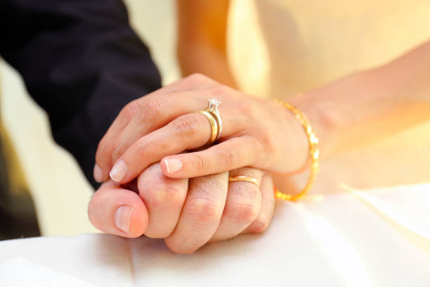 istock wedding rings  bride groom 1051691526