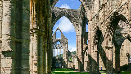 Inside the remains of the church of Tintern Abbey