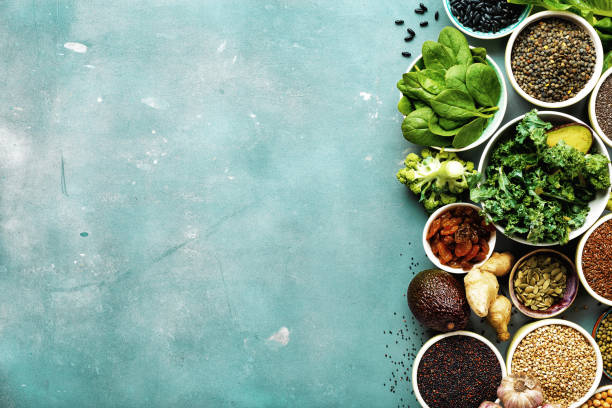 istock Super food vegetarian food top view copy space 1051702264