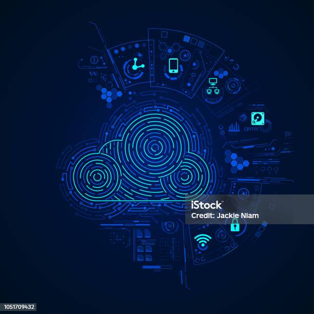 Cloud Computing - Immagini vettoriali stock e altre immagini di Cloud computing - Cloud computing, Tecnologia, Connessione