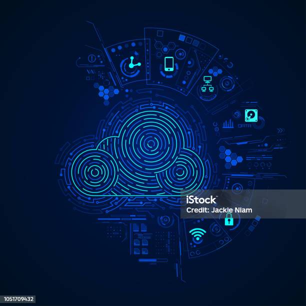 Cloud Computing Stock Illustration - Download Image Now - Cloud Computing, Technology, Connection