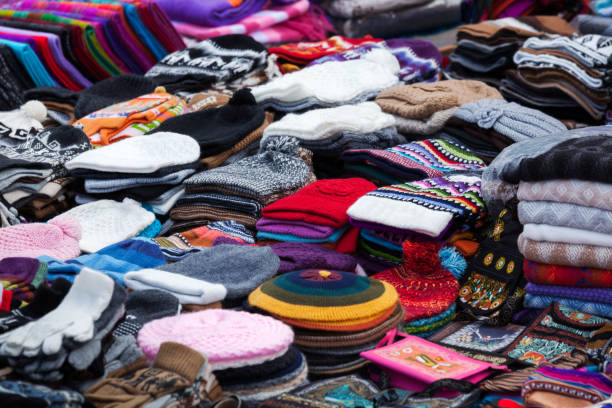 istock peruvian clothes and caps on market 1051712216
