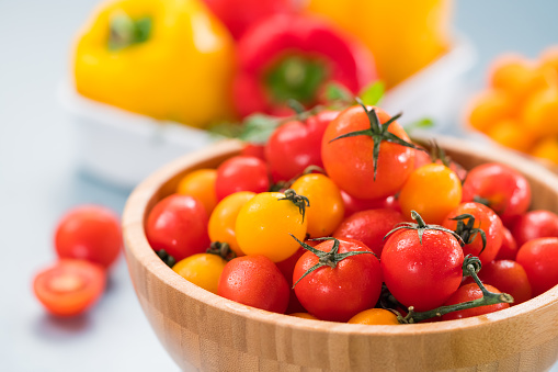 Fresh Colorful tomatoes on the table