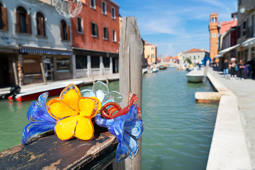 traditional famous glass decor details in old town of Murano island, Venice, Italy