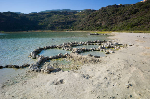 Volcanic thermal lake "Specchio di Venere" - Pantelleria Island, Sicily, Italy stock photo