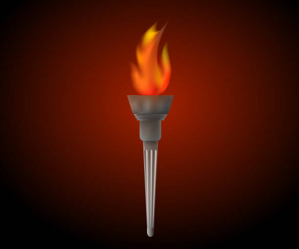 Torch With Flame Torch With Flame. Flame and Torch realistic sport torch stock illustrations