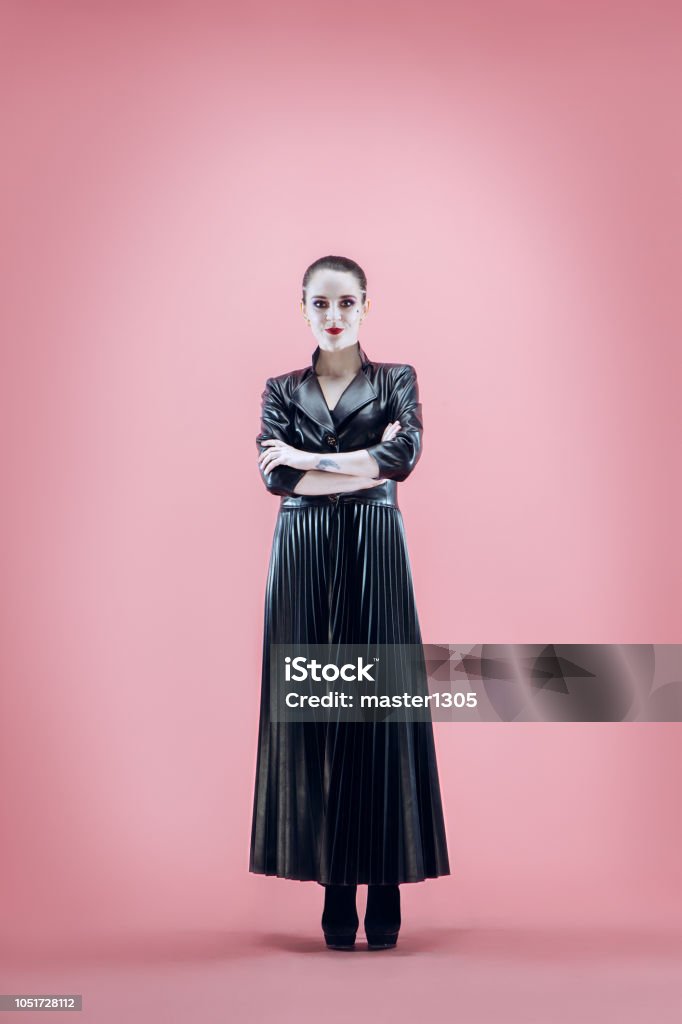 Halloween Beautiful Woman With Bright Black Halloween Makeup Black And