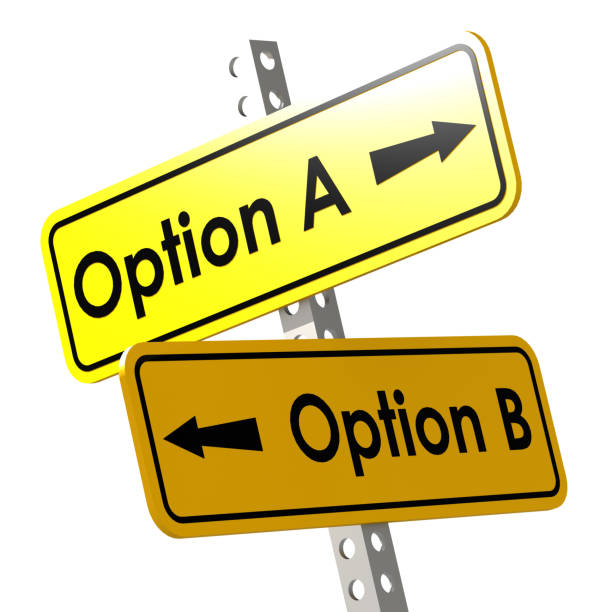 Option A and B with yellow road sign image with hi-res rendered artwork that could be used for any graphic design.