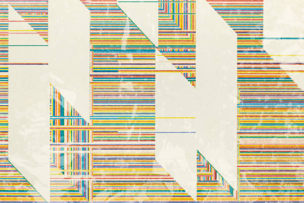 White cubes on colorful striped background, abstract