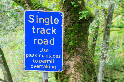 UK  road sign warning of single track road