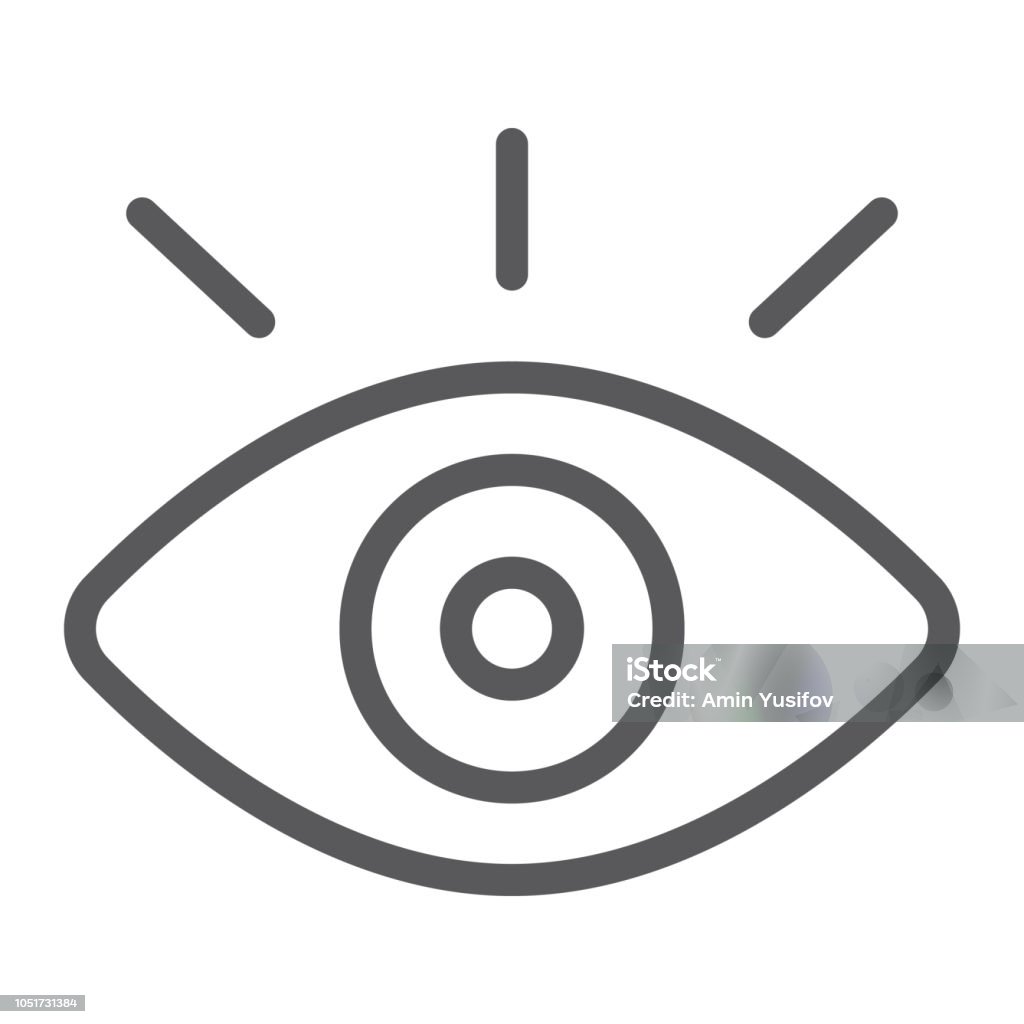 Monitiring line icon, security and eye, vision sign, vector graphics, a linear pattern on a white background. Monitiring line icon, security and eye, vision sign, vector graphics, a linear pattern on a white background, eps 10. Eye stock vector