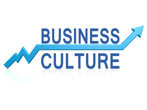 Business culture with blue arrow image with hi-res rendered artwork that could be used for any graphic design.