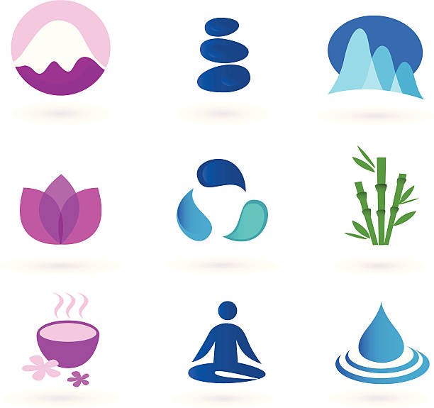 wellness, entspannung und yoga-icon-set. vektor - lastone therapy illustrations stock-grafiken, -clipart, -cartoons und -symbole