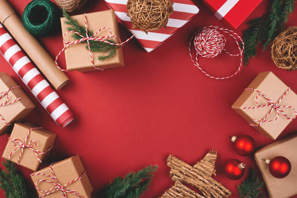 istock Christmas background with gifts and decorations. 1051732386