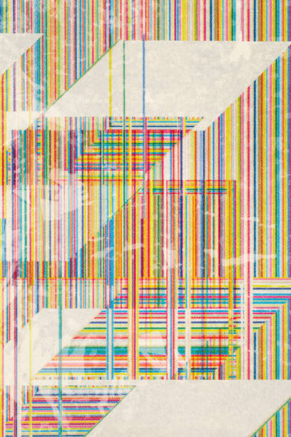 istock White cubes on colorful striped background, abstract 1051732580