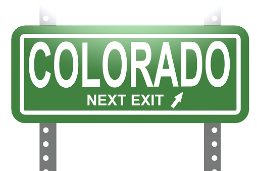 Colorado green sign board isolated image with hi-res rendered artwork that could be used for any graphic design.