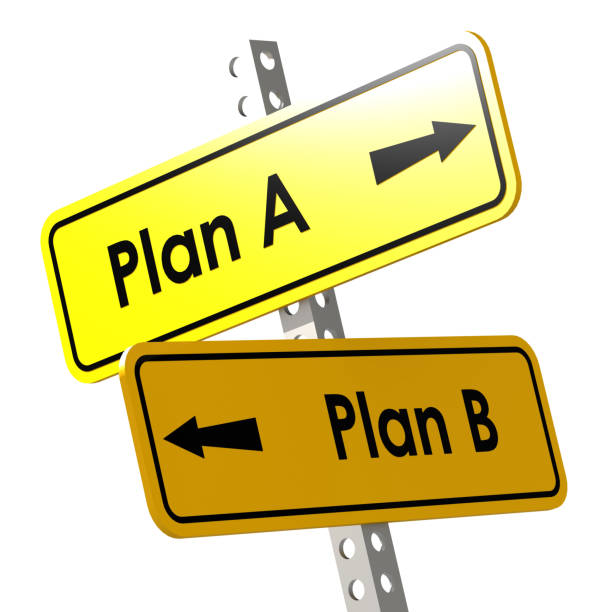 istock Plan A and B with yellow road sign 1051738828
