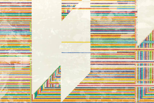 istock White cubes on colorful striped background, abstract 1051739252