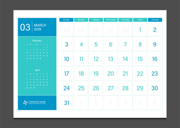 istock Calendar 2019 March week start Sunday corporate business modern design layout template vector. 1051742440