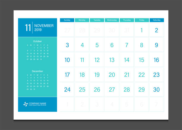 istock Calendar 2019 November week start Sunday corporate business modern design layout template vector. 1051742568