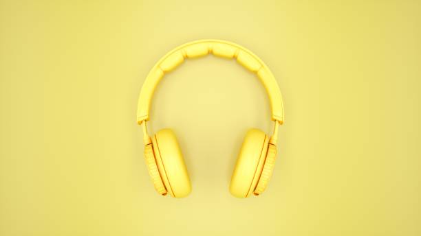 istock 3D Rendering Yellow headphones isolated on yellow background 1051749912