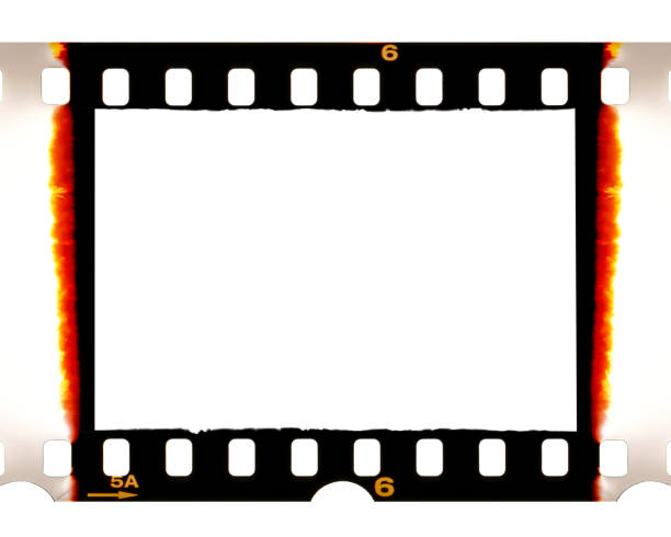 istock Old 35mm dia film frame with burned edges on white 1051750378