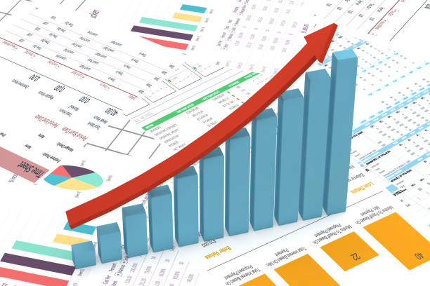 istock Financial Ascending Chart, Bar Graph with red arrow 1051754096
