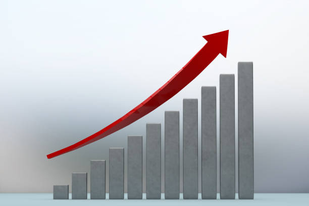 istock Financial Ascending Chart, Bar Graph with red arrow 1051780636