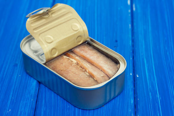 istock tuna in iron box on wooden background 1051793044