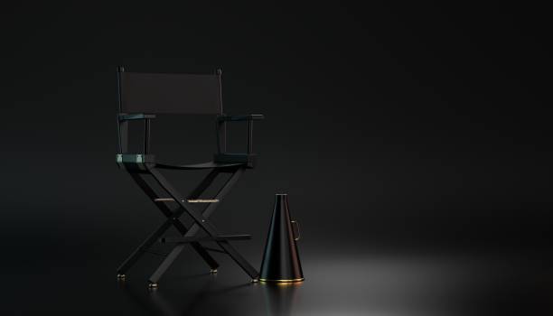 istock 3d Directors chair on film set 1051821484