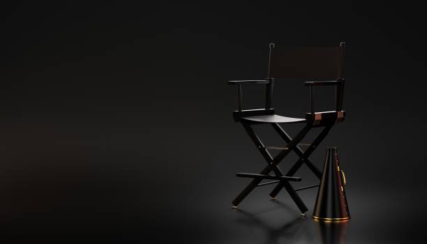 istock 3d Directors chair on film set 1051821502