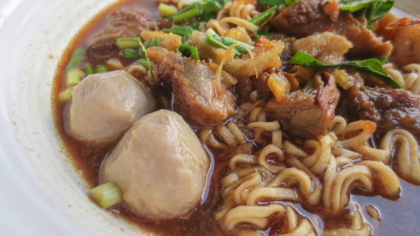 istock Yakisoba noodle soup with Stewed pork with meatball 1051832004