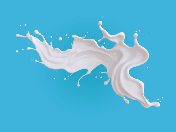 istock Splash of milk or white cream on blue background. 1051832450