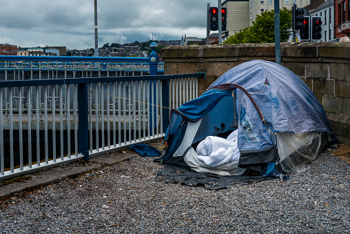 homeless tent by the river