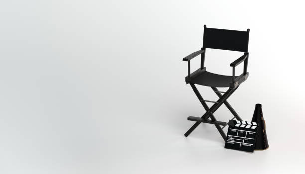 istock 3d Directors chair on film set 1051833744