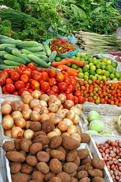 the morning market in luang prabang/laos stock photo