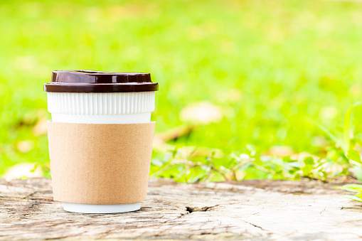 Taza De Café Para Llevar O Vaso Desechable Con Una Tapa De