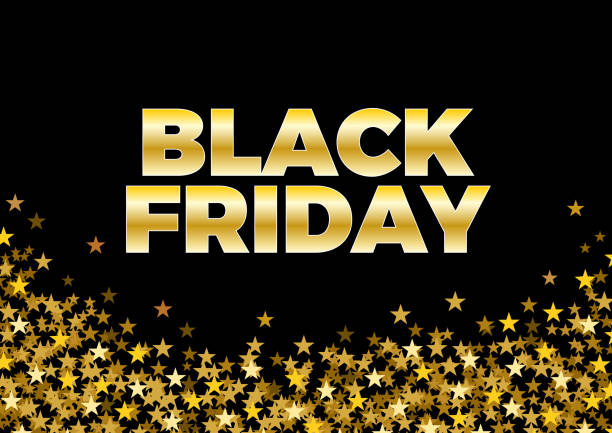 istock Black friday sale background. Vector illustration with golden stars 1051891244