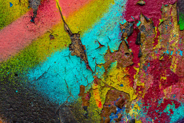 istock abstract colored texture. Old scratches, stain, paint splats, spots on the wall 1051924256