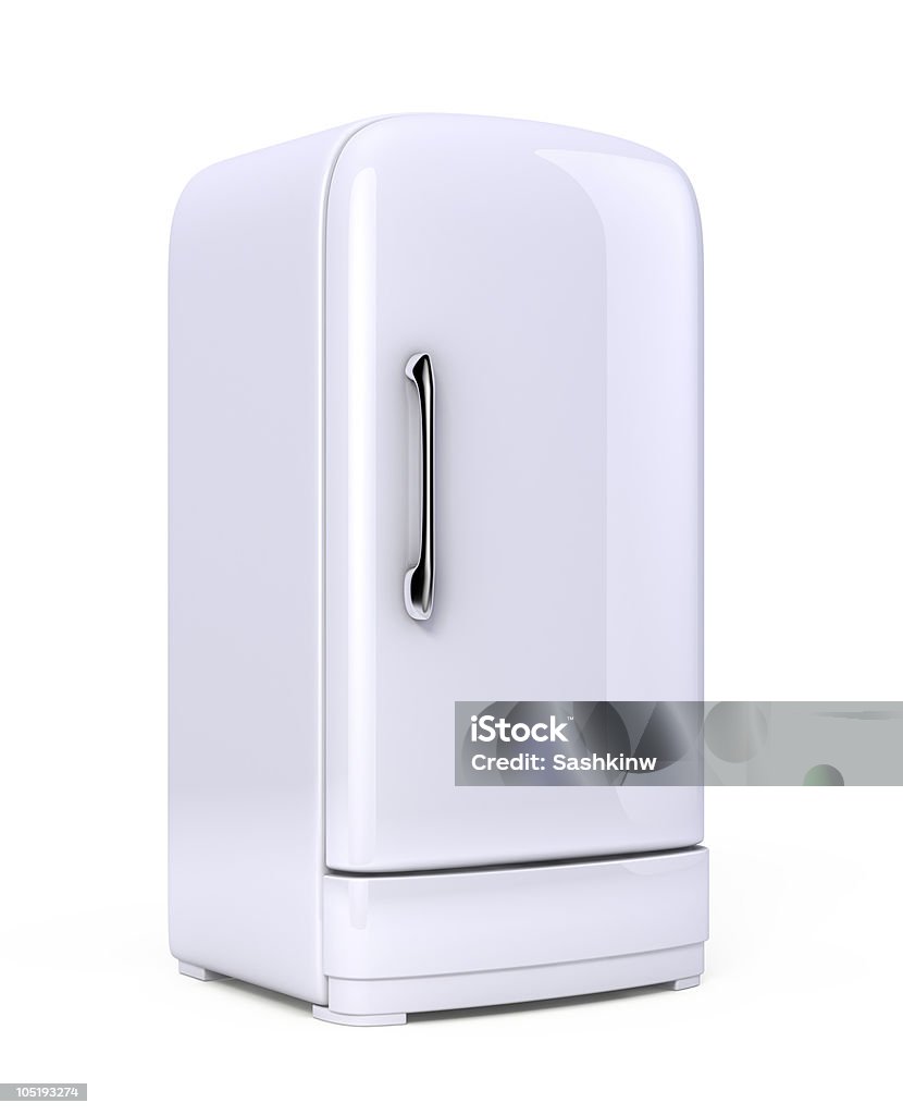 Retro fridge Retro fridge isolated on white background Appliance Stock Photo