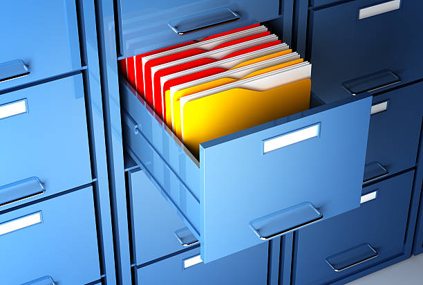 ファイルキャビネットとフォル��ダ - filing cabinet cabinet archives drawer ストックフォトと画像